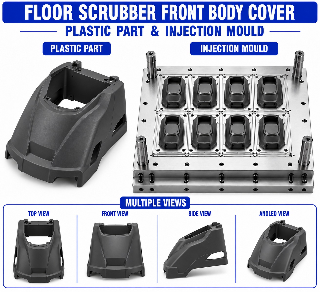 Floor Scrubber Plastic Front Body Cover Mould and Moulding Service